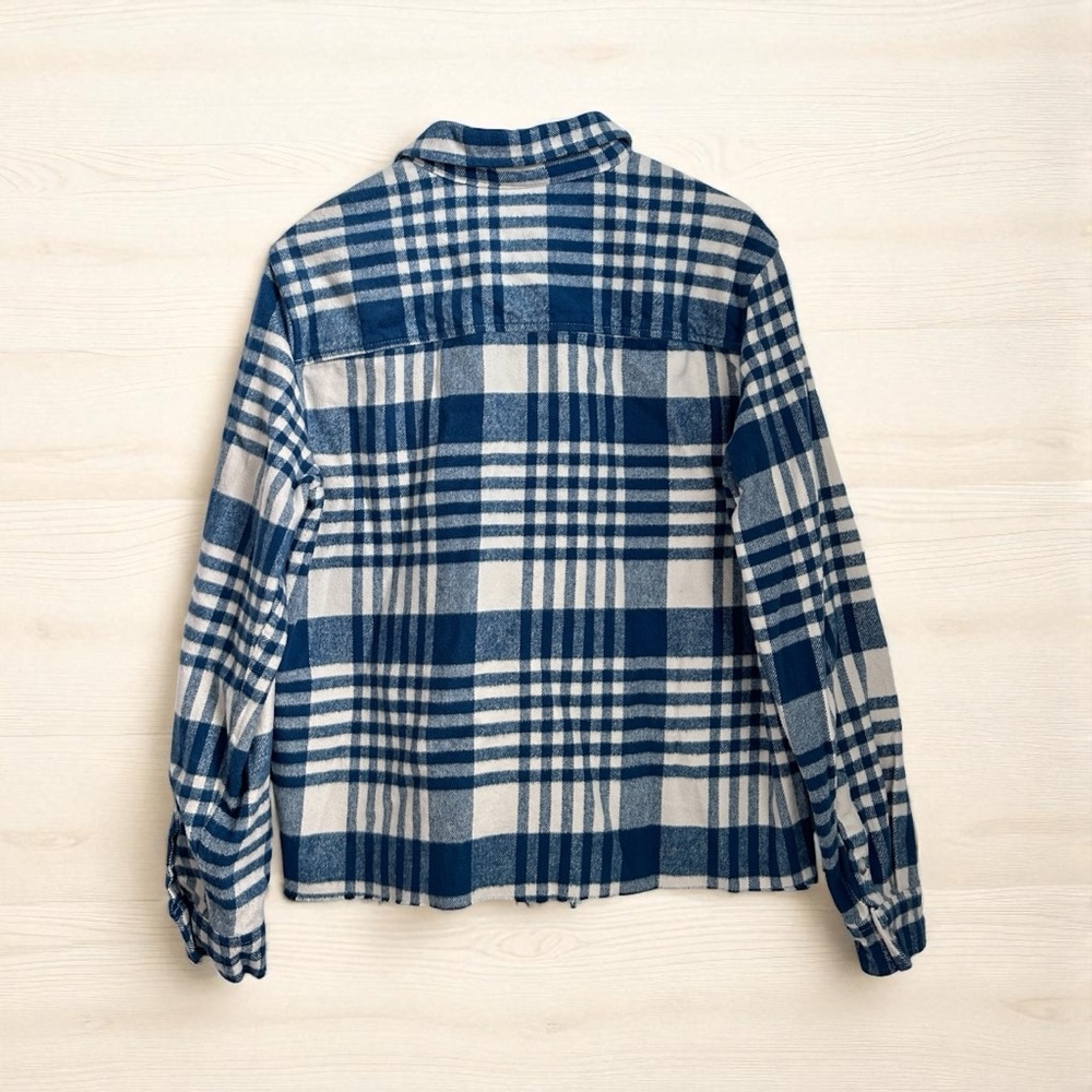 Zara Women’s Blue and White Checkered Cotton Shirt Size L - Picture 2 of 12